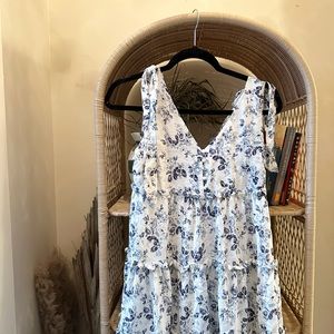 Moon River floral tie shoulder dress. Anthropologie dress.